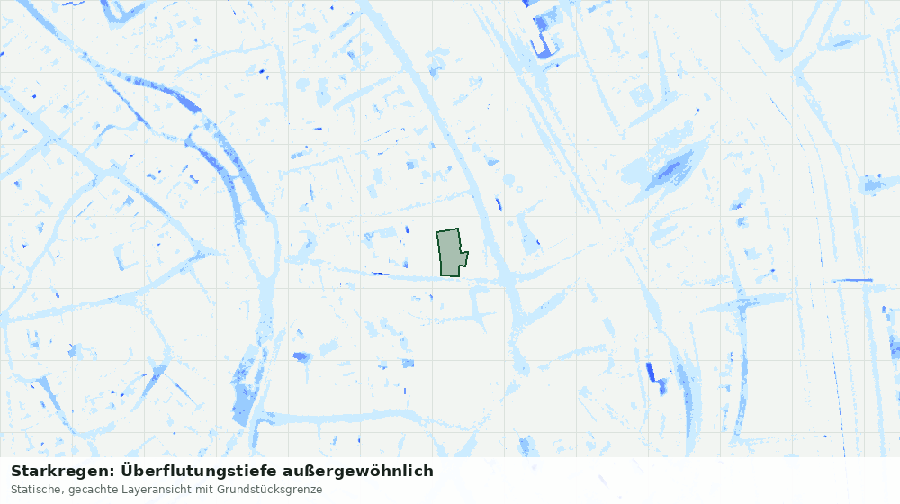 Statische Kartenansicht: Starkregen: Überflutungstiefe außergewöhnlich