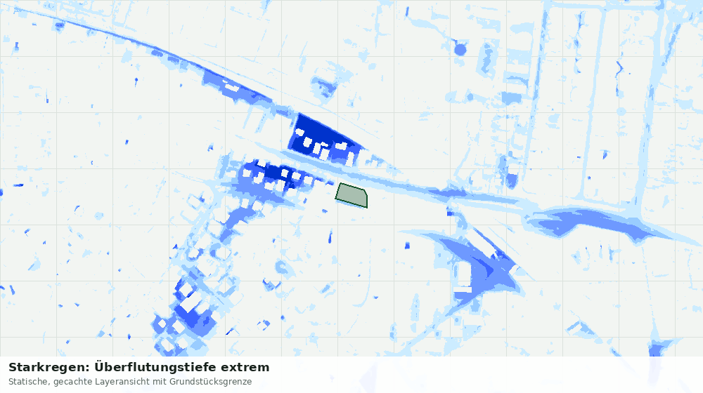 Statische Kartenansicht: Starkregen: Überflutungstiefe extrem