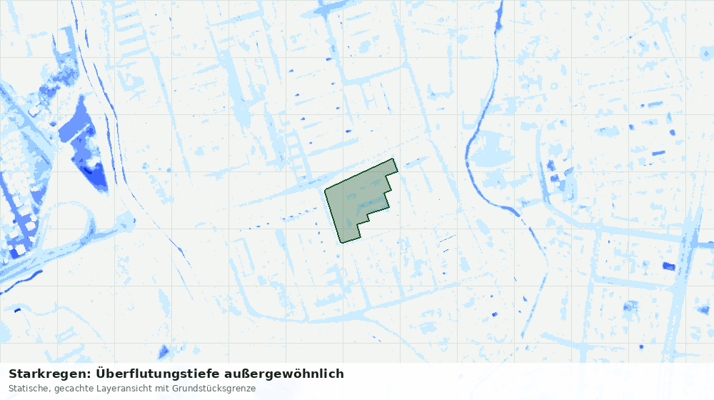Statische Kartenansicht: Starkregen: Überflutungstiefe außergewöhnlich