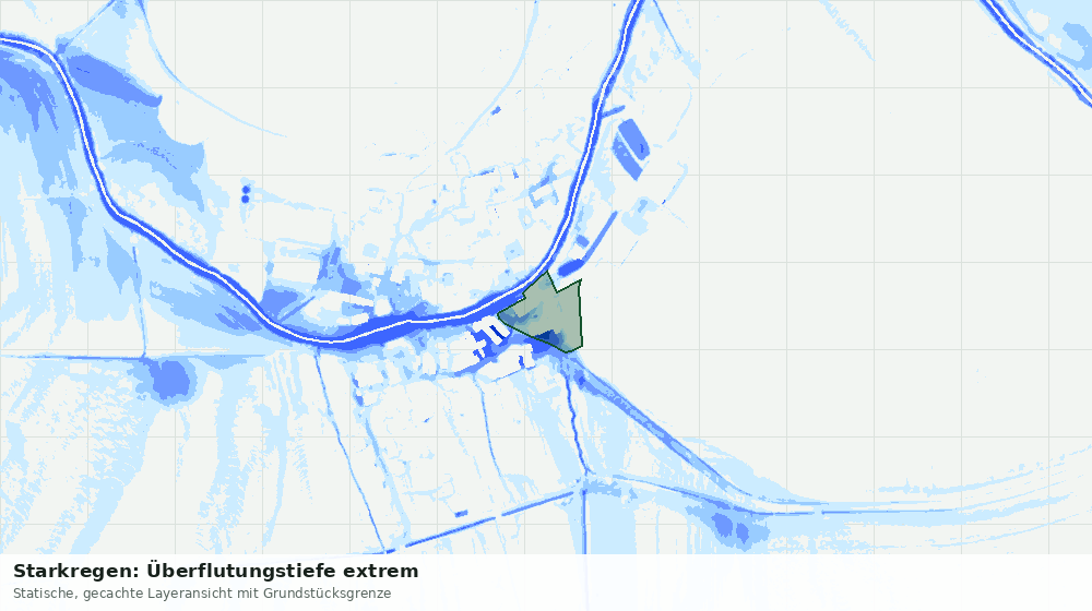 Statische Kartenansicht: Starkregen: Überflutungstiefe extrem
