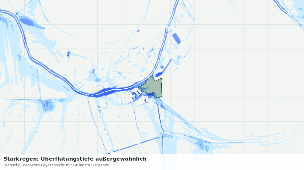 Statische Kartenansicht: Starkregen: Überflutungstiefe außergewöhnlich