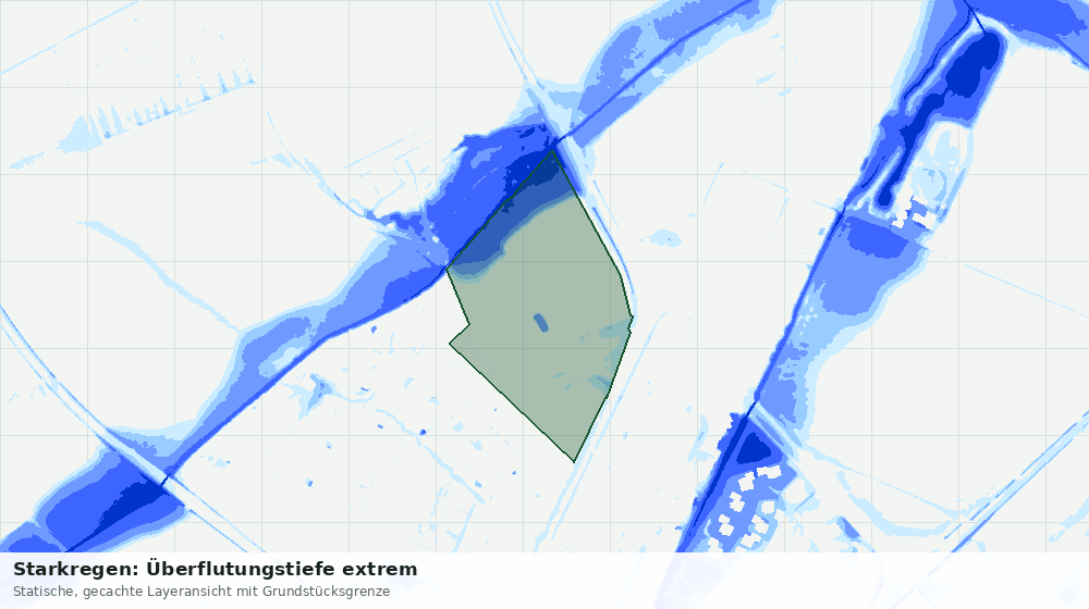 Statische Kartenansicht: Starkregen: Überflutungstiefe extrem
