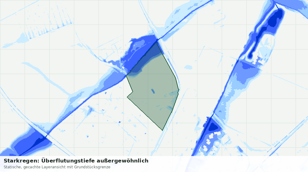 Statische Kartenansicht: Starkregen: Überflutungstiefe außergewöhnlich