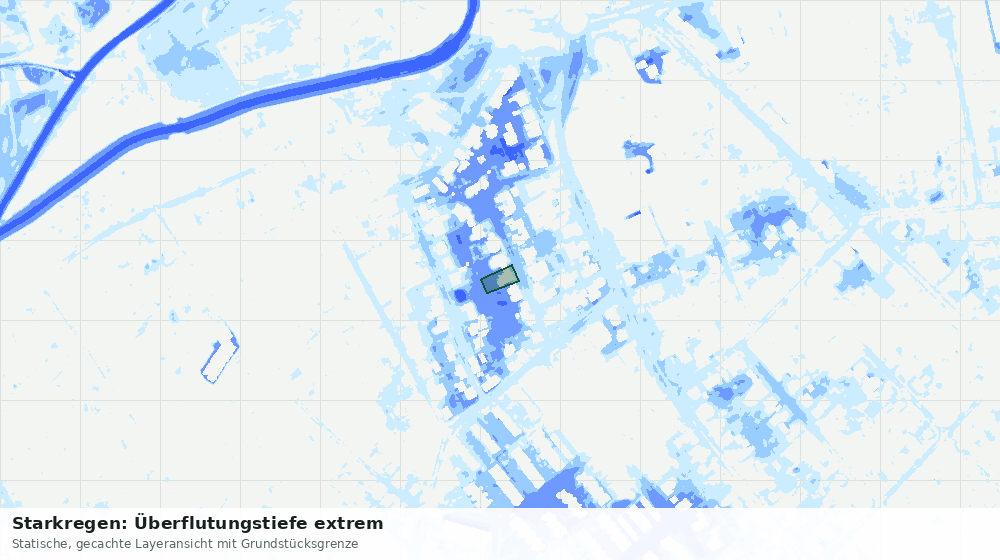Statische Kartenansicht: Starkregen: Überflutungstiefe extrem