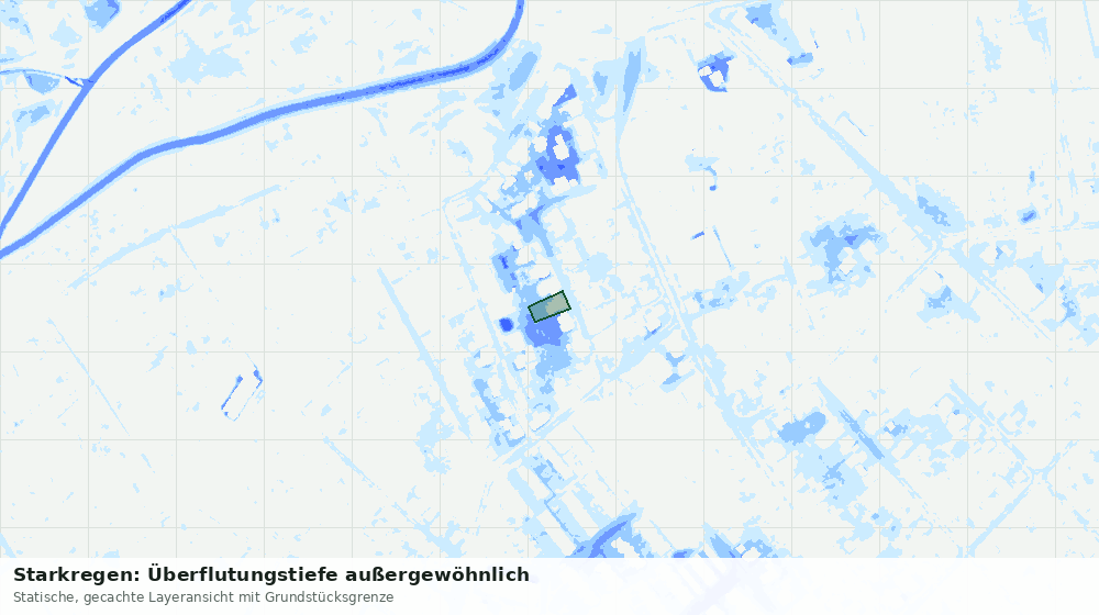 Statische Kartenansicht: Starkregen: Überflutungstiefe außergewöhnlich
