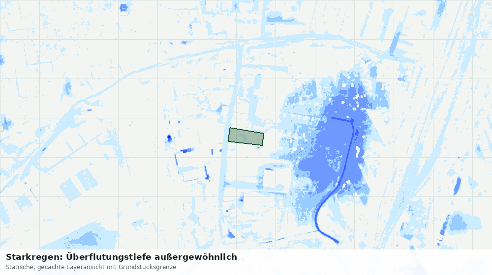 Statische Kartenansicht: Starkregen: Überflutungstiefe außergewöhnlich