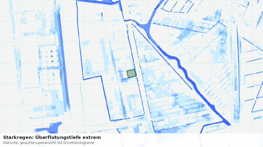 Statische Kartenansicht: Starkregen: Überflutungstiefe extrem