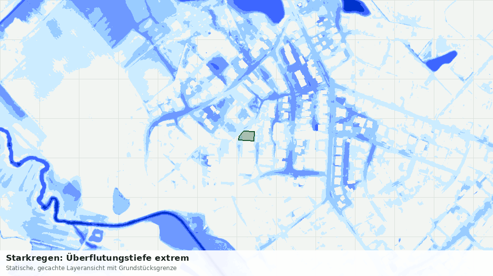 Statische Kartenansicht: Starkregen: Überflutungstiefe extrem