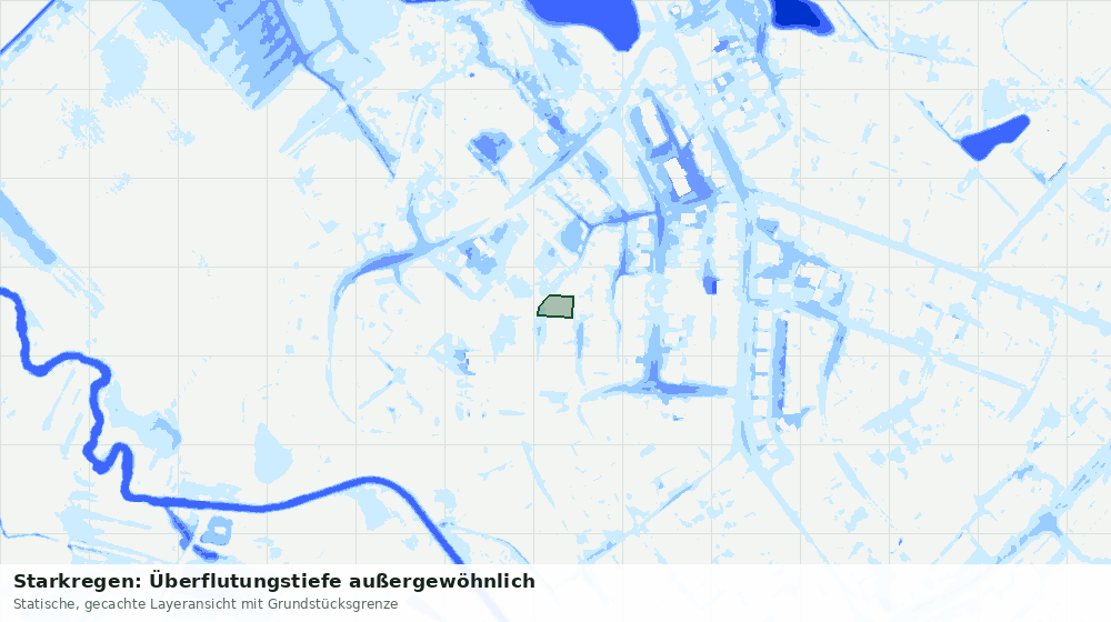 Statische Kartenansicht: Starkregen: Überflutungstiefe außergewöhnlich