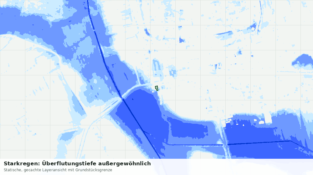 Statische Kartenansicht: Starkregen: Überflutungstiefe außergewöhnlich