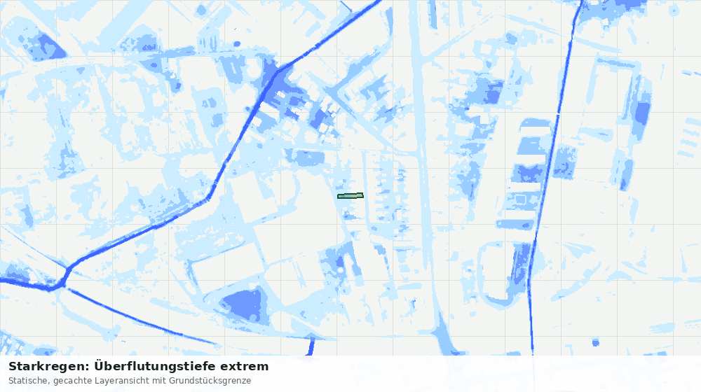 Statische Kartenansicht: Starkregen: Überflutungstiefe extrem