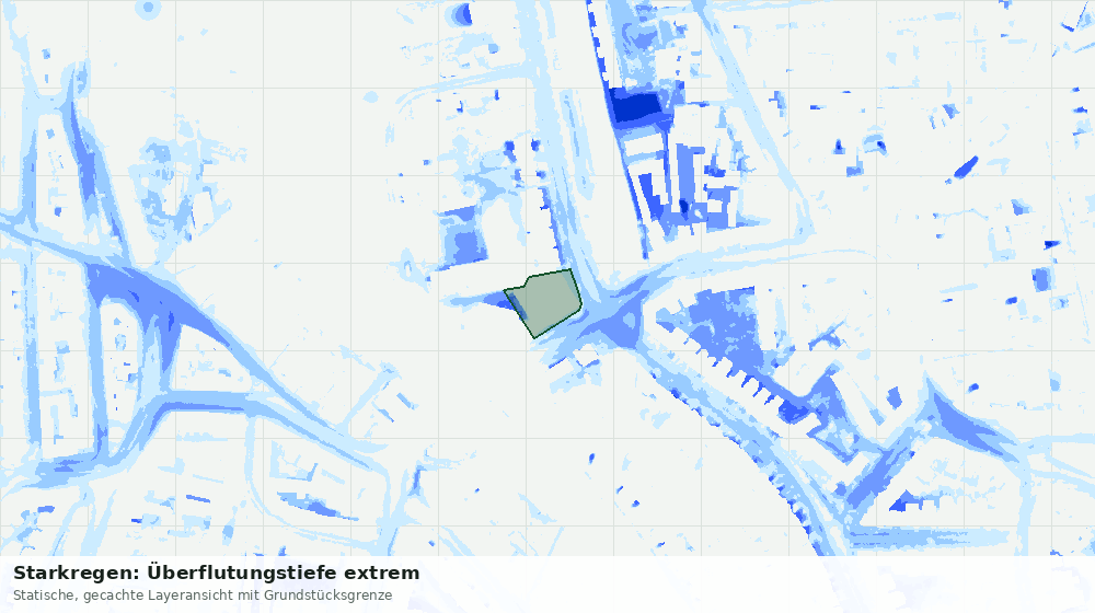 Statische Kartenansicht: Starkregen: Überflutungstiefe extrem