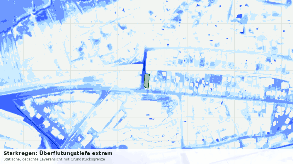 Statische Kartenansicht: Starkregen: Überflutungstiefe extrem