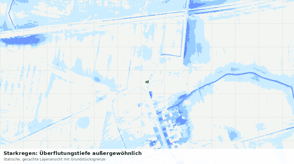 Statische Kartenansicht: Starkregen: Überflutungstiefe außergewöhnlich