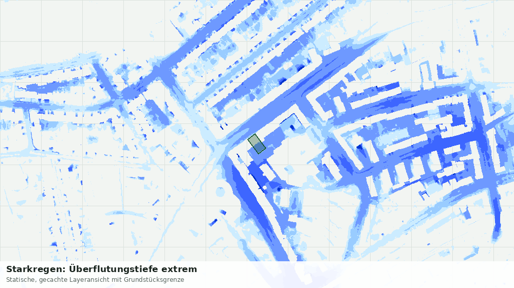 Statische Kartenansicht: Starkregen: Überflutungstiefe extrem