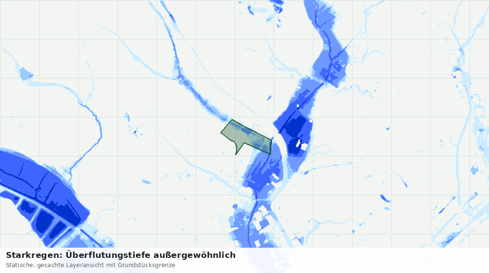 Statische Kartenansicht: Starkregen: Überflutungstiefe außergewöhnlich