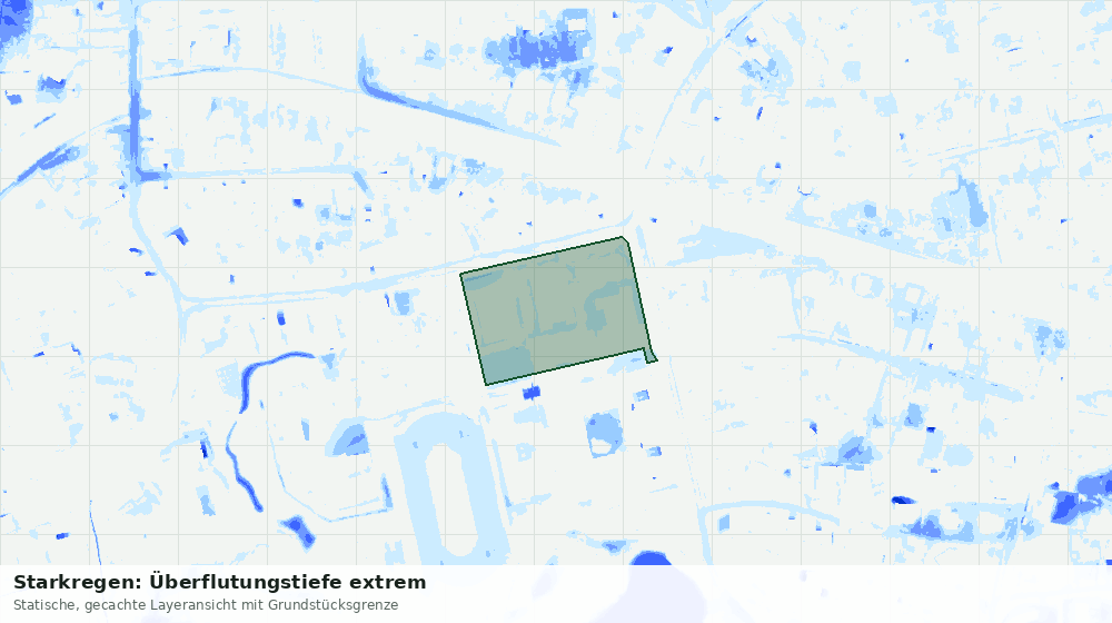 Statische Kartenansicht: Starkregen: Überflutungstiefe extrem