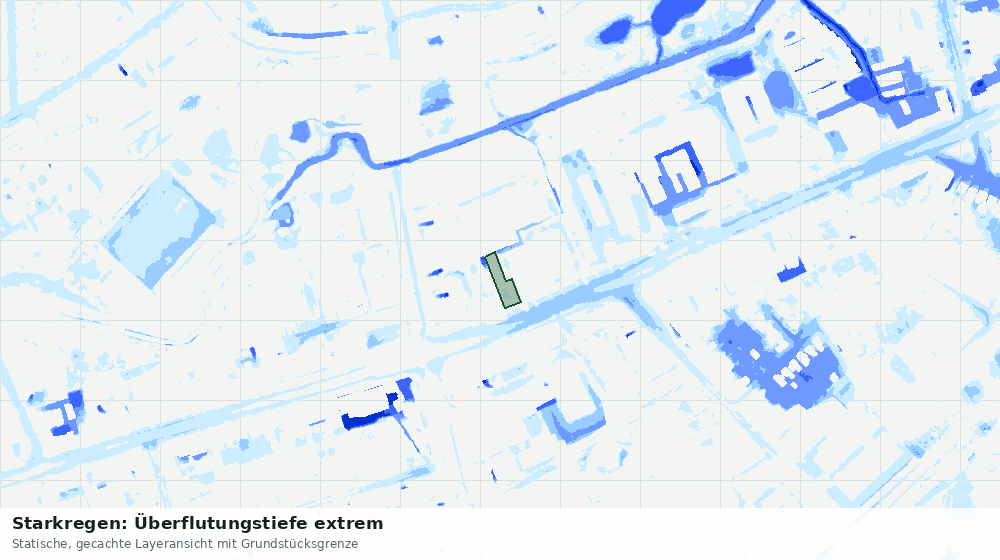 Statische Kartenansicht: Starkregen: Überflutungstiefe extrem