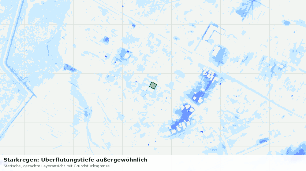 Statische Kartenansicht: Starkregen: Überflutungstiefe außergewöhnlich