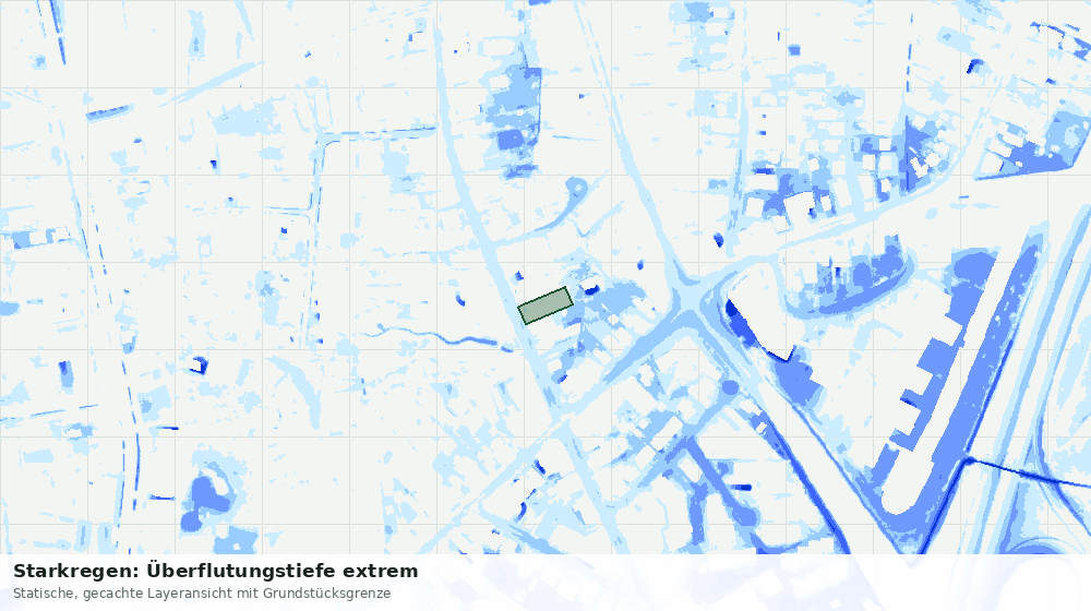 Statische Kartenansicht: Starkregen: Überflutungstiefe extrem