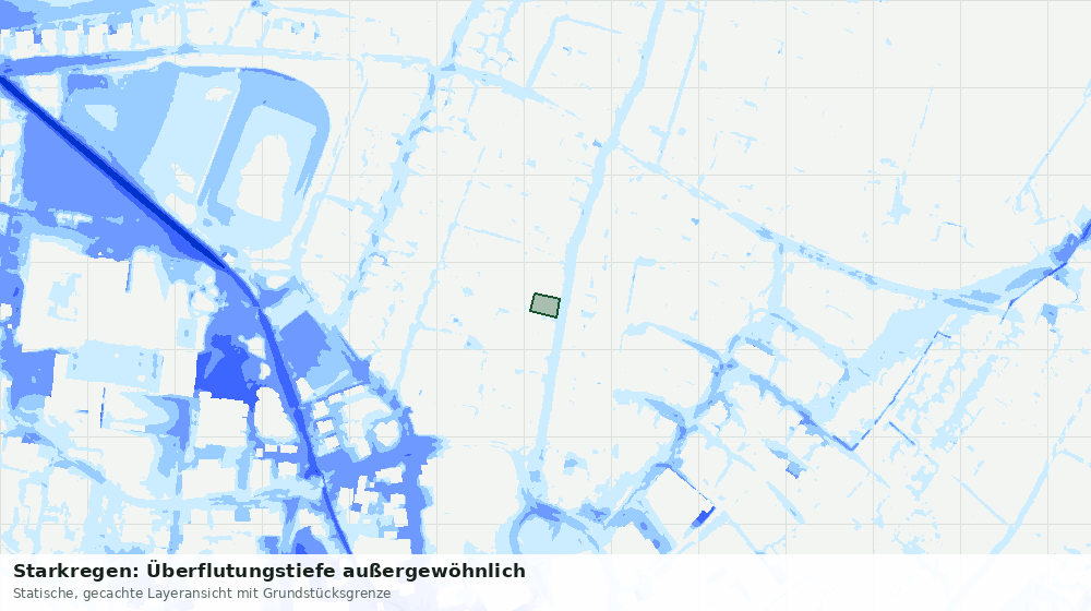 Statische Kartenansicht: Starkregen: Überflutungstiefe außergewöhnlich