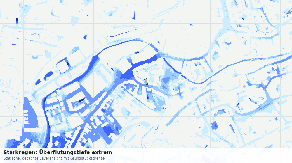 Statische Kartenansicht: Starkregen: Überflutungstiefe extrem