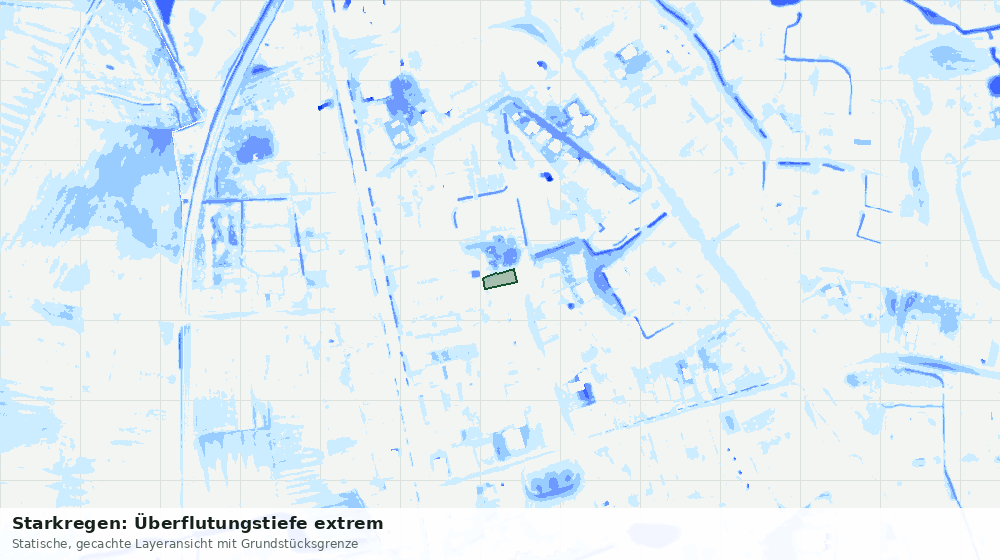 Statische Kartenansicht: Starkregen: Überflutungstiefe extrem