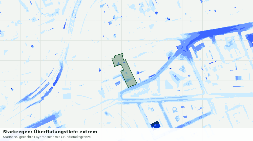 Statische Kartenansicht: Starkregen: Überflutungstiefe extrem
