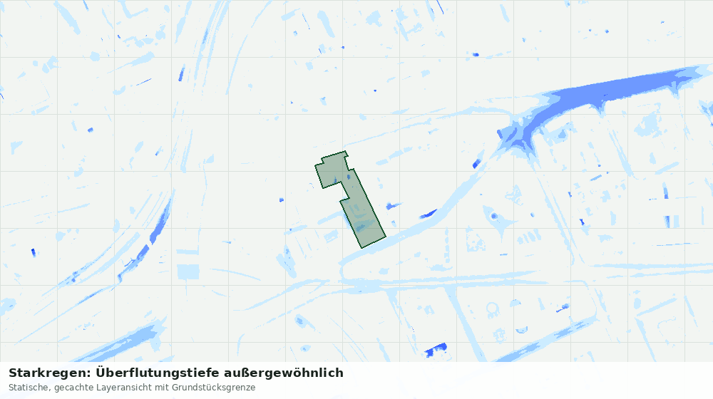 Statische Kartenansicht: Starkregen: Überflutungstiefe außergewöhnlich