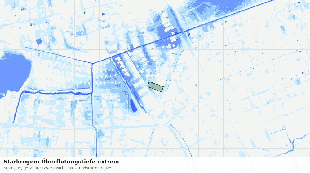Statische Kartenansicht: Starkregen: Überflutungstiefe extrem
