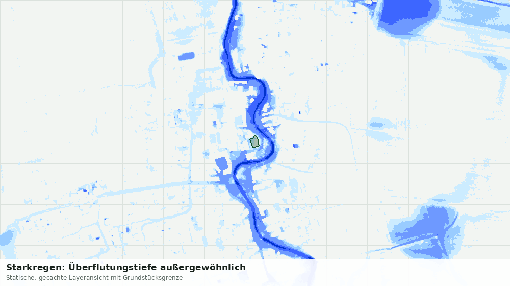 Statische Kartenansicht: Starkregen: Überflutungstiefe außergewöhnlich
