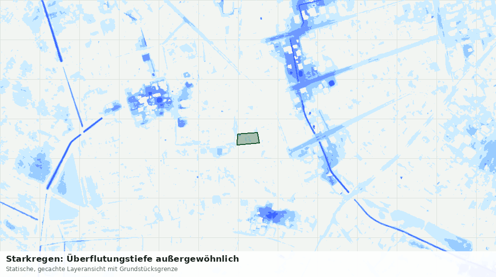 Statische Kartenansicht: Starkregen: Überflutungstiefe außergewöhnlich