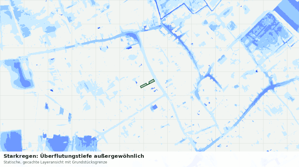 Statische Kartenansicht: Starkregen: Überflutungstiefe außergewöhnlich