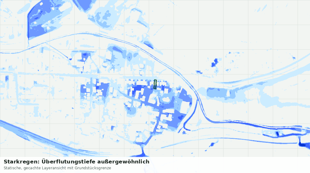 Statische Kartenansicht: Starkregen: Überflutungstiefe außergewöhnlich