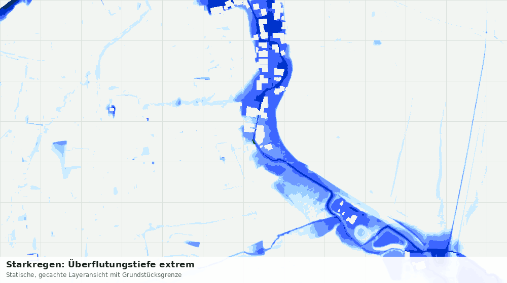 Statische Kartenansicht: Starkregen: Überflutungstiefe extrem