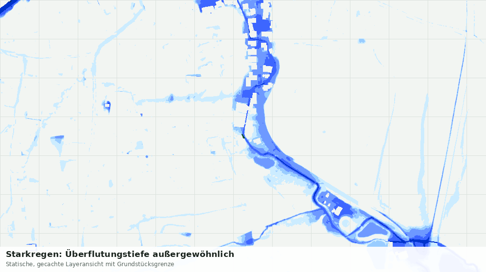 Statische Kartenansicht: Starkregen: Überflutungstiefe außergewöhnlich