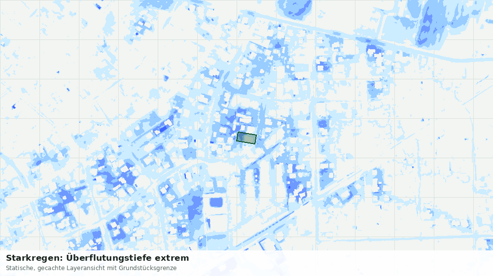 Statische Kartenansicht: Starkregen: Überflutungstiefe extrem