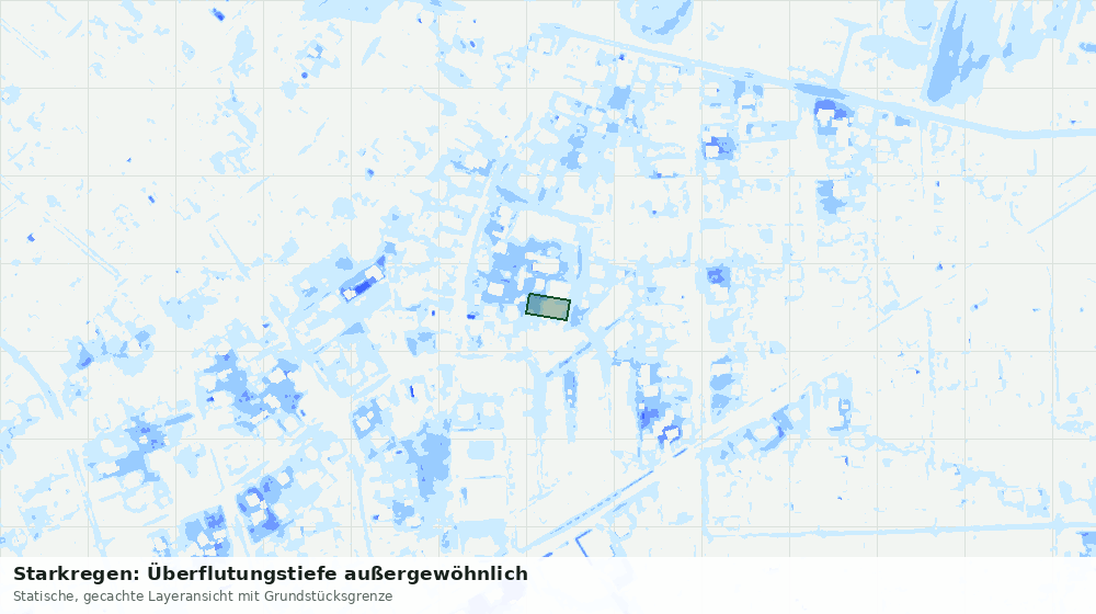 Statische Kartenansicht: Starkregen: Überflutungstiefe außergewöhnlich