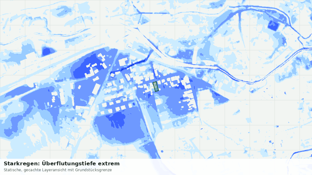 Statische Kartenansicht: Starkregen: Überflutungstiefe extrem