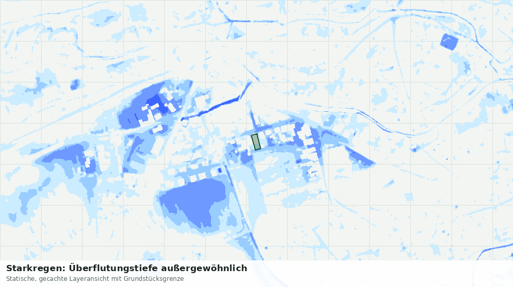 Statische Kartenansicht: Starkregen: Überflutungstiefe außergewöhnlich