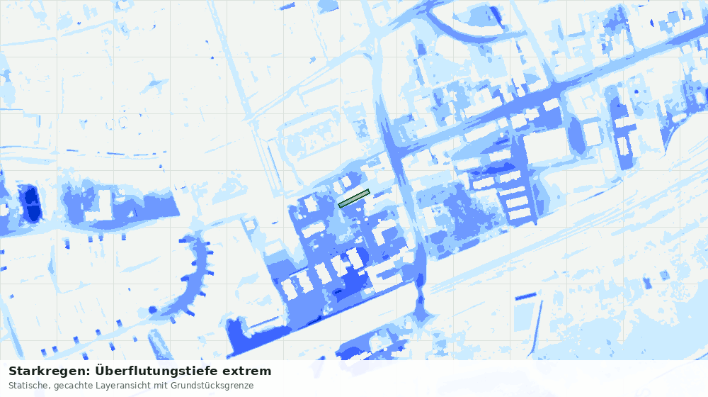 Statische Kartenansicht: Starkregen: Überflutungstiefe extrem
