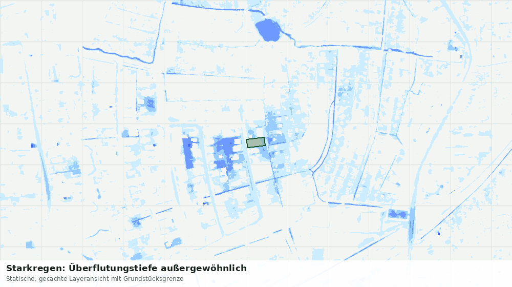 Statische Kartenansicht: Starkregen: Überflutungstiefe außergewöhnlich