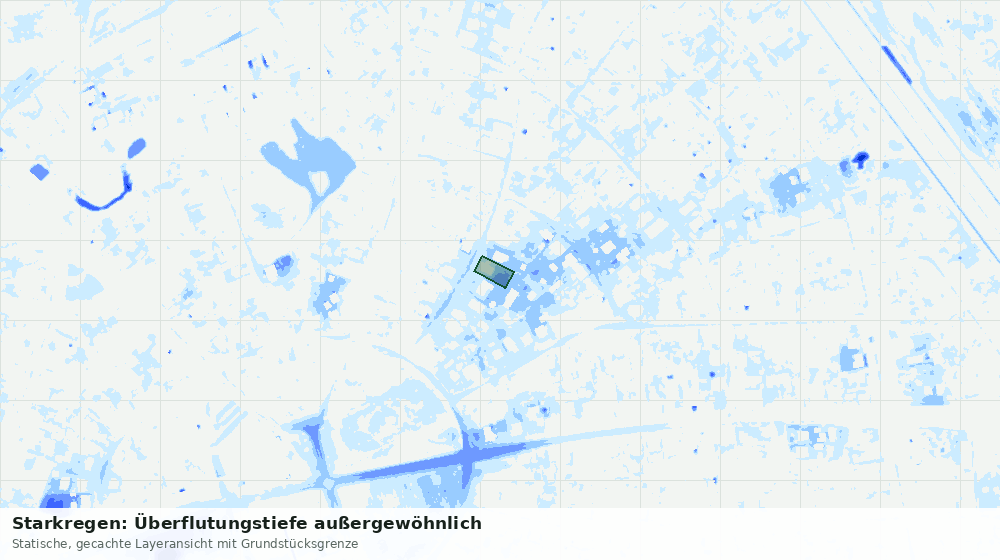 Statische Kartenansicht: Starkregen: Überflutungstiefe außergewöhnlich