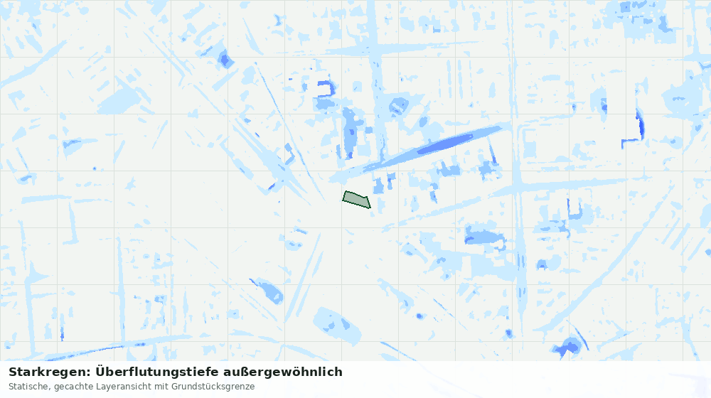 Statische Kartenansicht: Starkregen: Überflutungstiefe außergewöhnlich