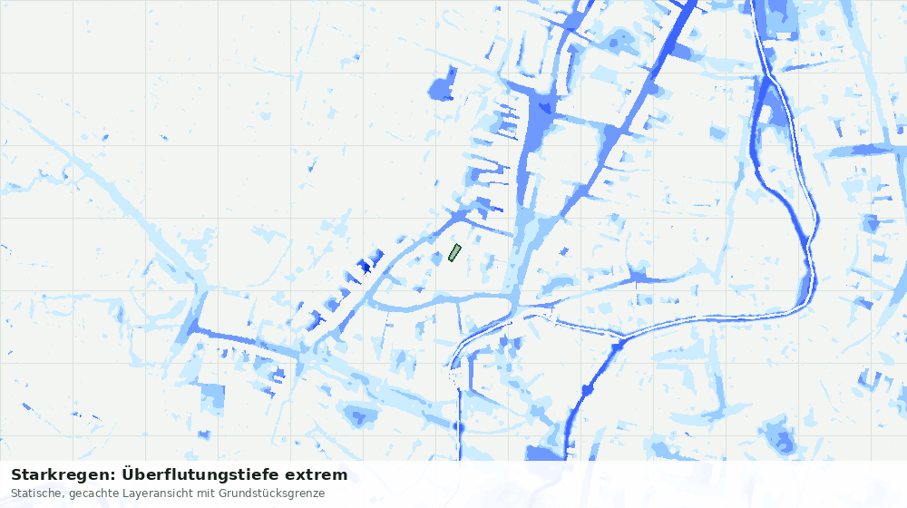 Statische Kartenansicht: Starkregen: Überflutungstiefe extrem