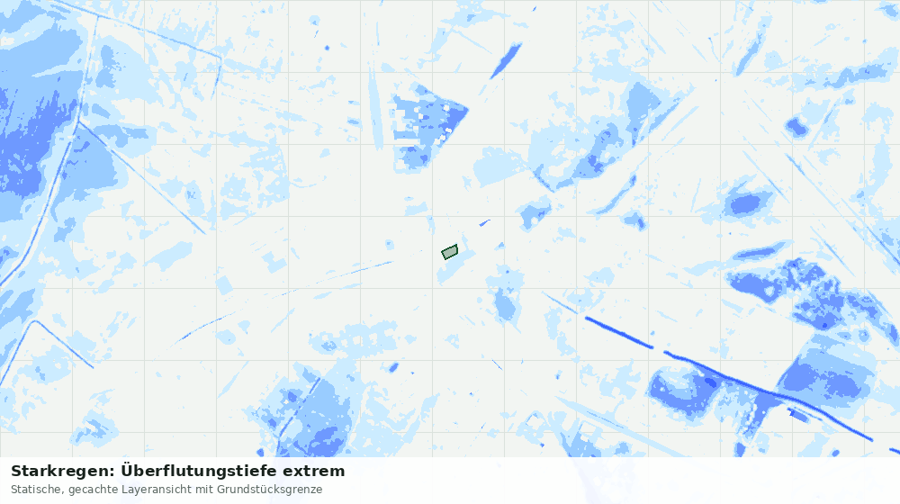Statische Kartenansicht: Starkregen: Überflutungstiefe extrem