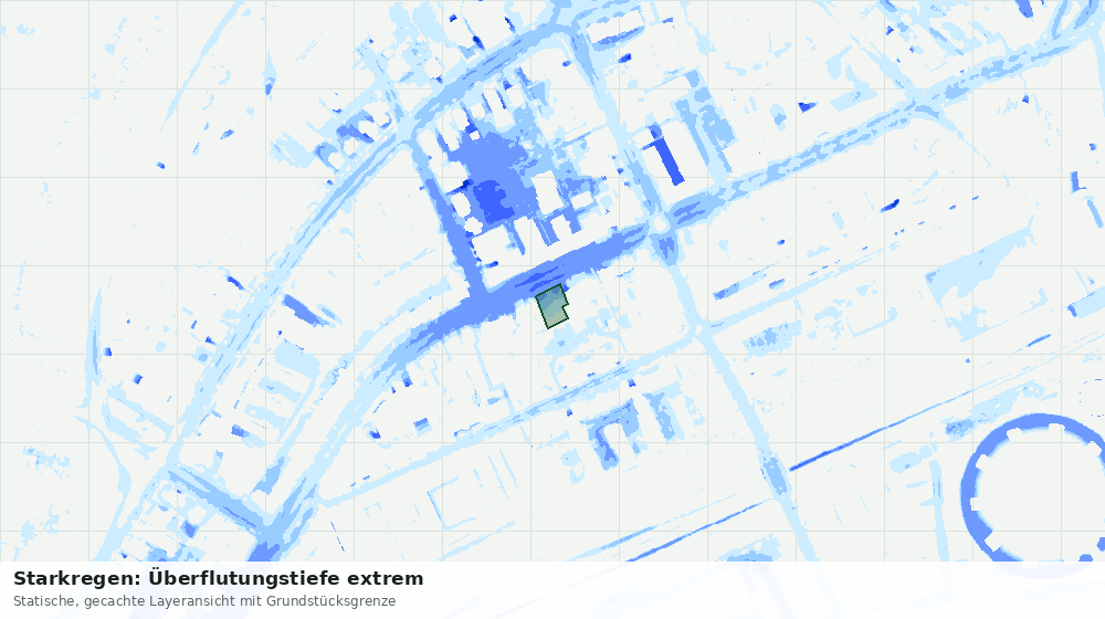 Statische Kartenansicht: Starkregen: Überflutungstiefe extrem