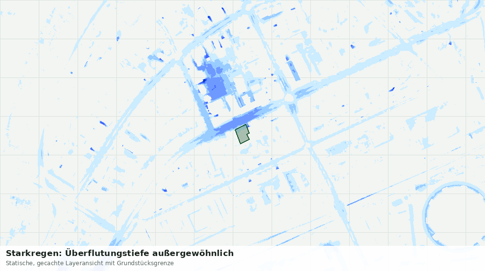 Statische Kartenansicht: Starkregen: Überflutungstiefe außergewöhnlich
