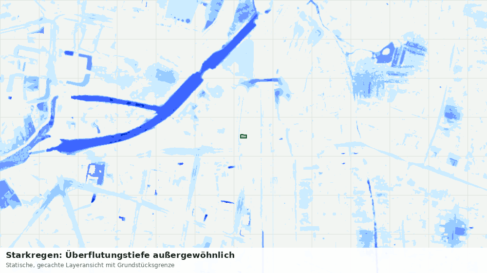 Statische Kartenansicht: Starkregen: Überflutungstiefe außergewöhnlich