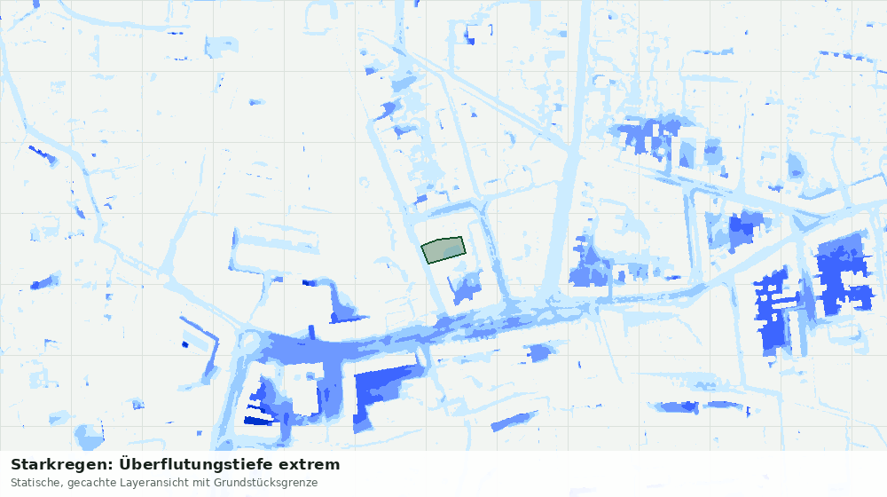 Statische Kartenansicht: Starkregen: Überflutungstiefe extrem